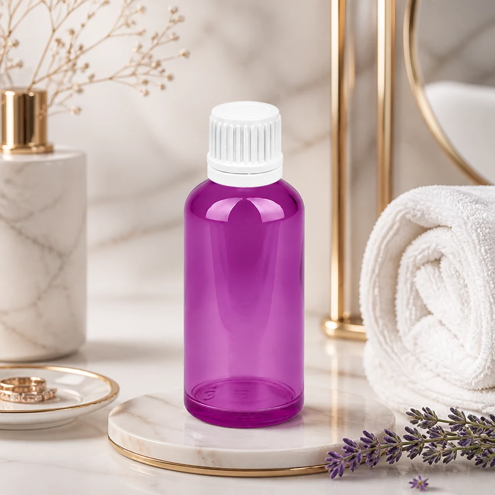 Moderne 50ml Flasche mit weißem Schraubdeckel und 0.7mm Öffnung für DIY Kosmetikherstellung
