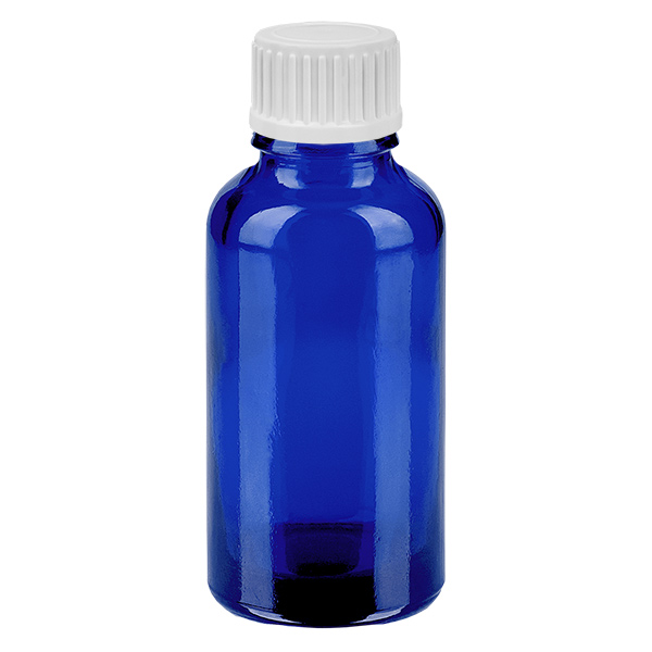 30ml globulov&#225; l&#225;hev 3mm nal&#233;vac&#237; krou&#382;ek b&#237;l&#253; standardn&#237; uz&#225;v&#283;r Modr&#225;L. UT18/30