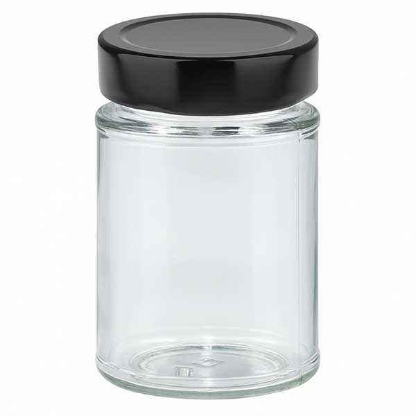 202ml kulatá sklenice + víčko BasicSeal černé hluboké UNiTWIST