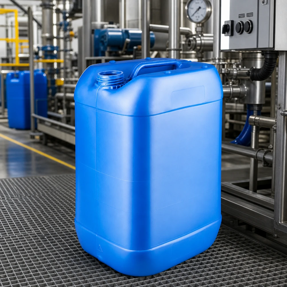 Kanystr 25 litrů modrý bez uzávěru Tragbarer 25 Liter Leerkanister blau mit Griffmulde für Lager und Produktion