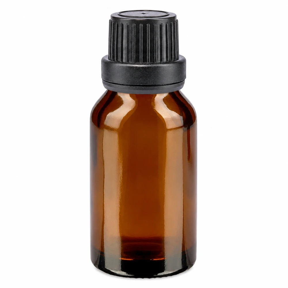 UV-Schutz Apothekerflasche 30ml aus Braunglas mit Originalitätsverschluss schwarz