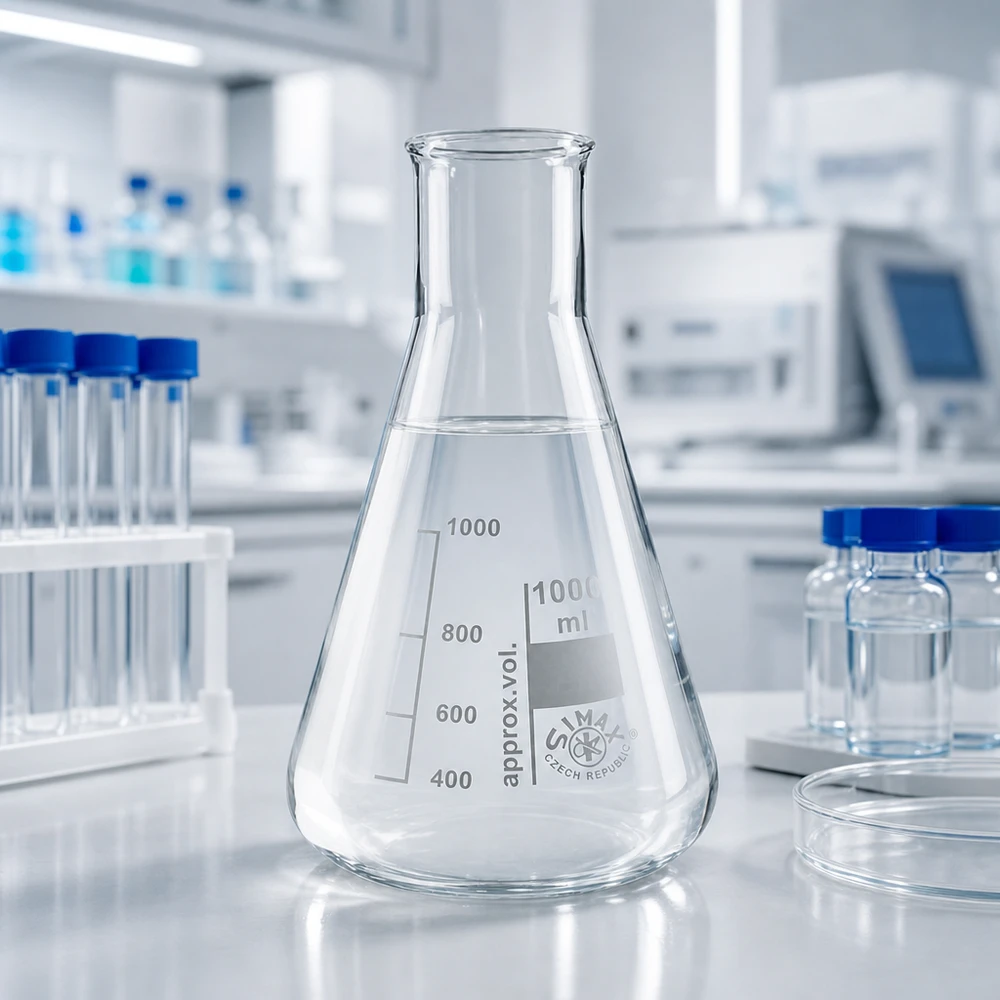 Erlenmeyerova baňka 100 ml se širokým hrdlem Steriler Erlenmeyerkolben 100ml Weithals für kontaminationsfreie Laborarbeiten und Tests