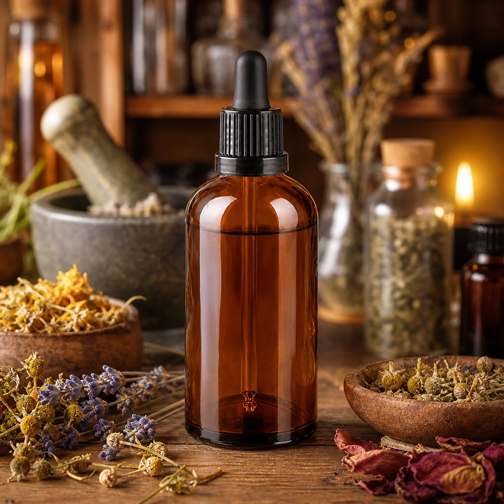 100ml pipetovací láhev černá se zajištěným uzávěrem BrownLine UT18/100 Apothekerflasche 100ml braun mit schwarzer Pipette für sterile Lagerung und Dosierung