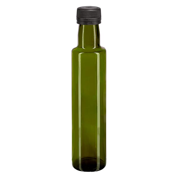 250ml šroubovací láhev kulatá olivově zelená s černým uzávěrem 250ml šroubovací láhev kulatá olivově zelená s černým uzávěrem