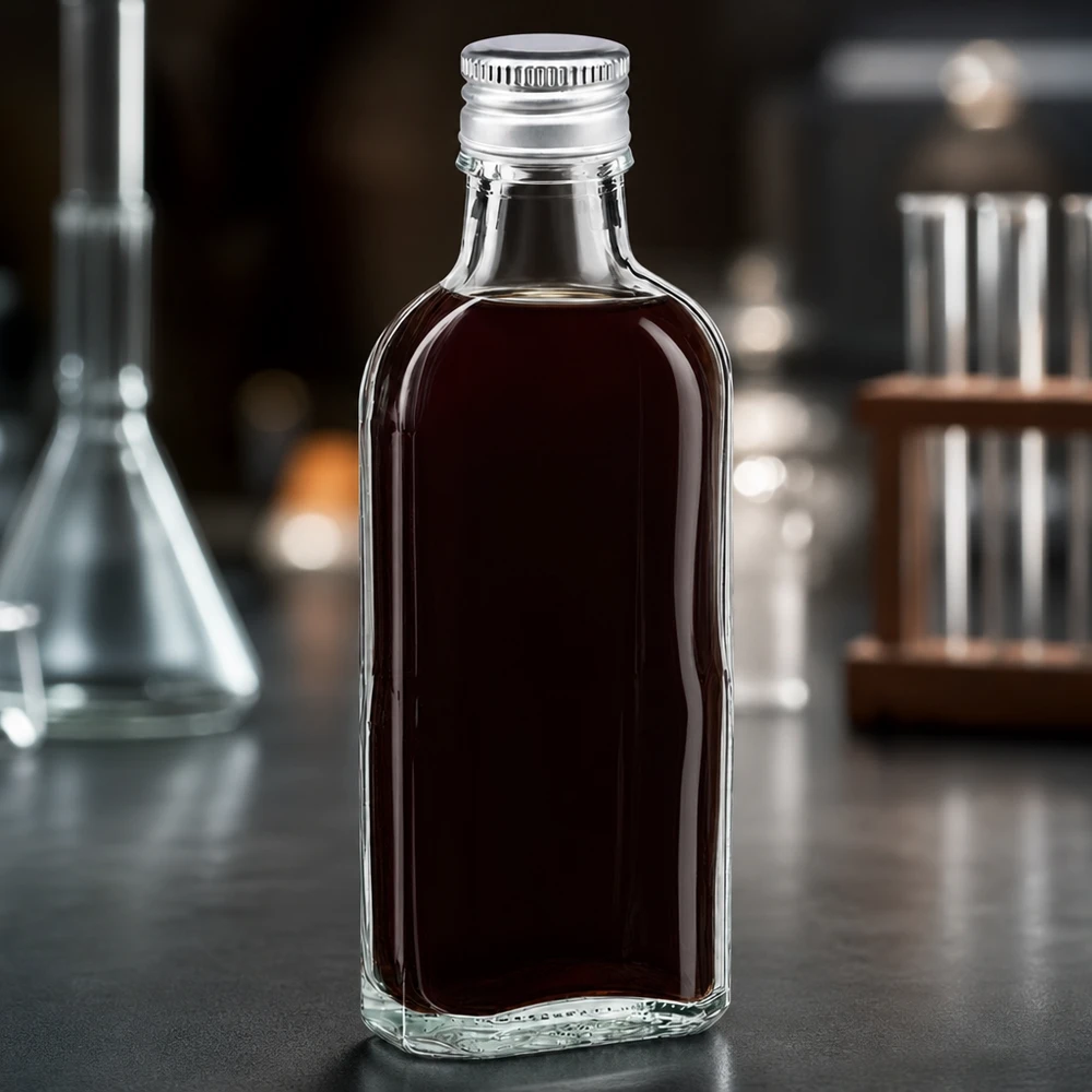 100 ml Meplat čirý s hliníkovým uzávěrem stříbrný PP22 Kompakte Meplat Flasche 100ml Klarglas PP22 Aluverschluss silber für Essenzen und Extrakte