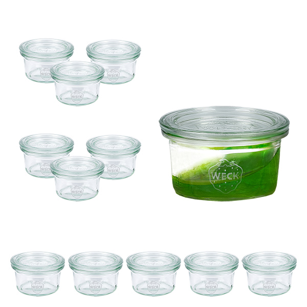 Sada 12 kelímků Weck 50 ml s 12 skleněnými víčky. Sada 12 kelímků Weck 50 ml s 12 skleněnými víčky.