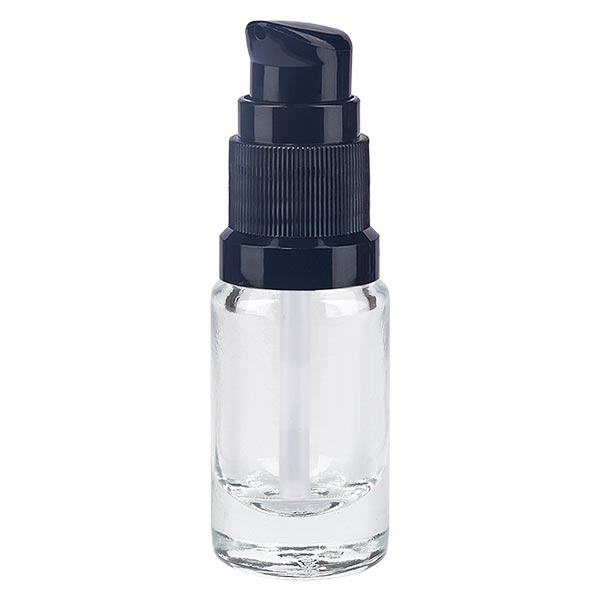 Lékárenská lahvička čirá 5ml s pumpičkovým uzávěrem černá standardní Lékárenská lahvička čirá 5ml s pumpičkovým uzávěrem černá standardní