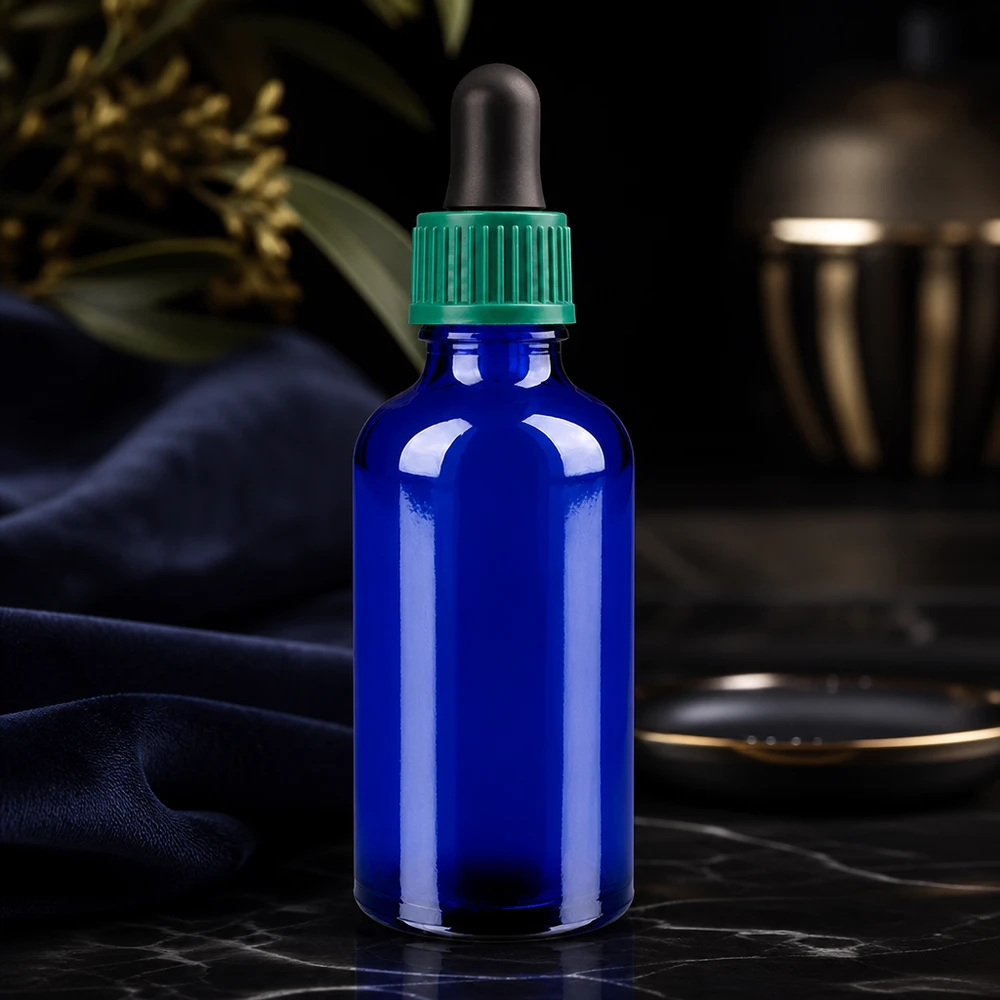 50ml lahvička s kapátkem 0,8 mm zelená standardní uzávěr BlueLine UT18/50 Laborqualität Tropfflasche 50ml mit auslaufsicherem grünen Verschlusssystem
