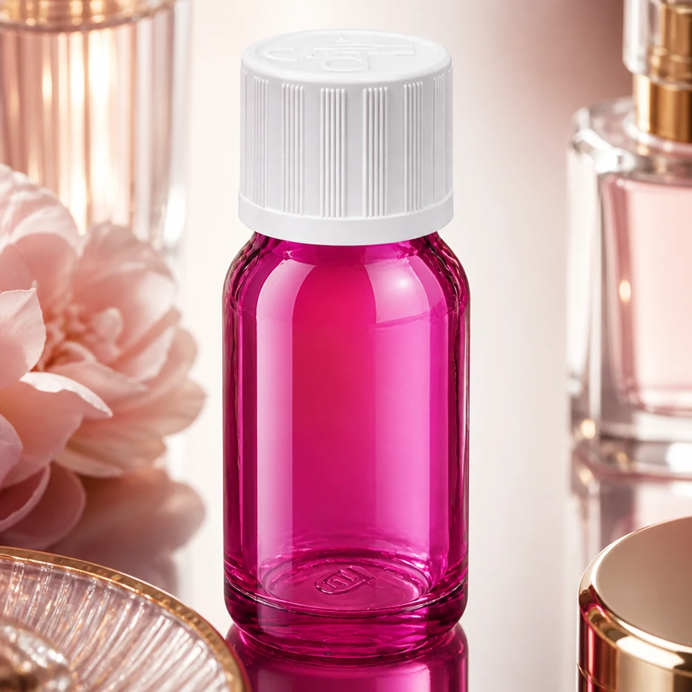 Hochwertige 10ml Flasche aus violettem Spezialglas für optimalen Produktschutz vor Oxidation