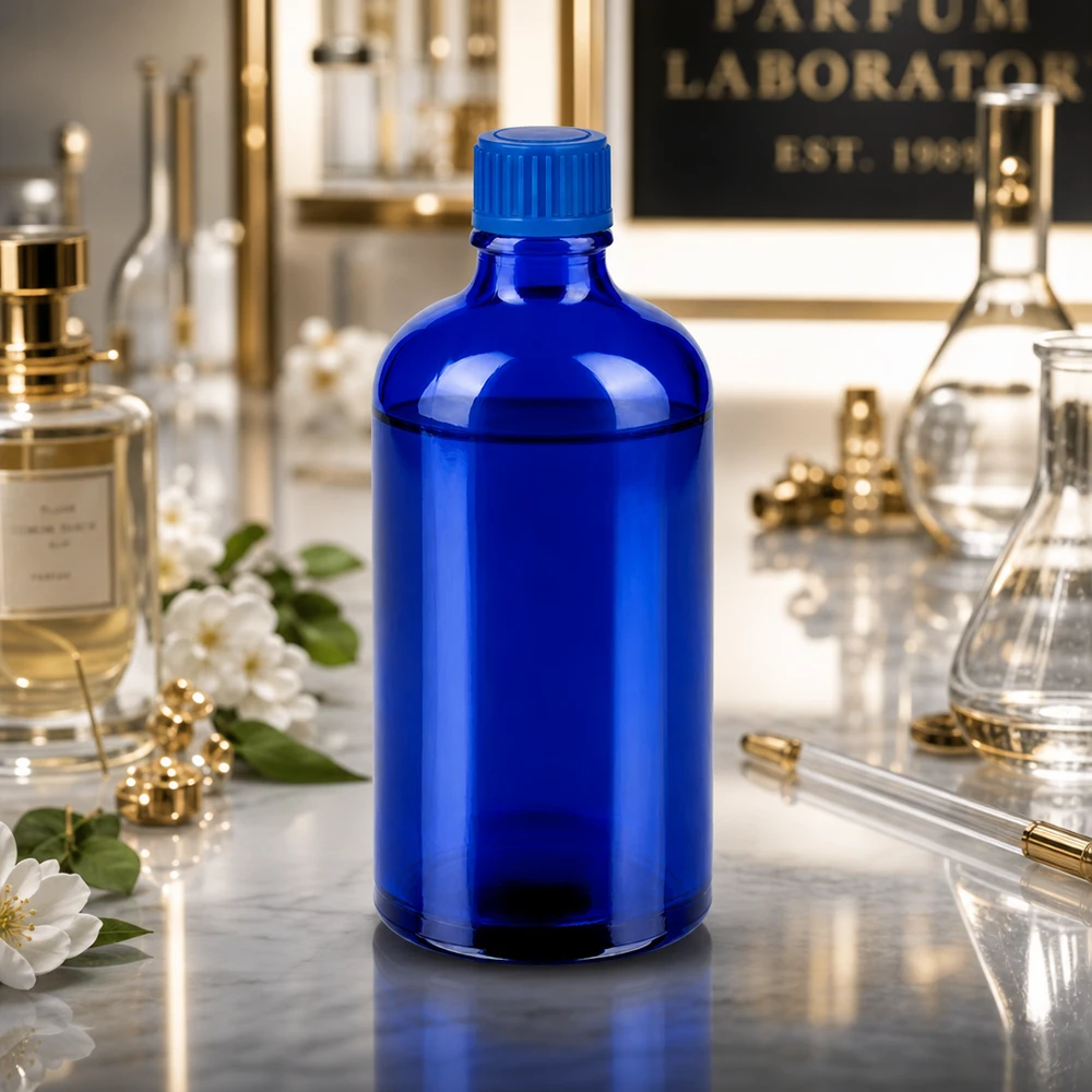 100ml láhev 11mm šroubovací uzávěr modrá Standard BlueLine UT18/100 Professionelle 100ml Blauglasflasche mit präzisem 11mm Gewinde für Laboranwendungen