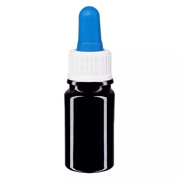 Lékárenská lahvička fialová 5ml pipeta bílá/modrá standardní Lékárenská lahvička fialová 5ml pipeta bílá/modrá standardní