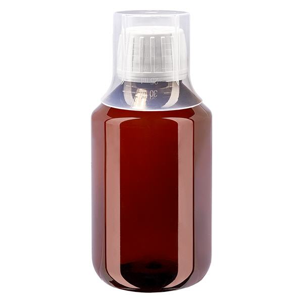 PET láhev 100ml s bílým uzávěrem s ochranou proti manipulaci + kelímek. PET láhev 100ml s bílým uzávěrem s ochranou proti manipulaci + kelímek.