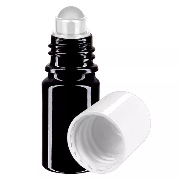 Lékárenská lahvička fialová 5ml roll-on uzávěr bílá Lékárenská lahvička fialová 5ml roll-on uzávěr bílá