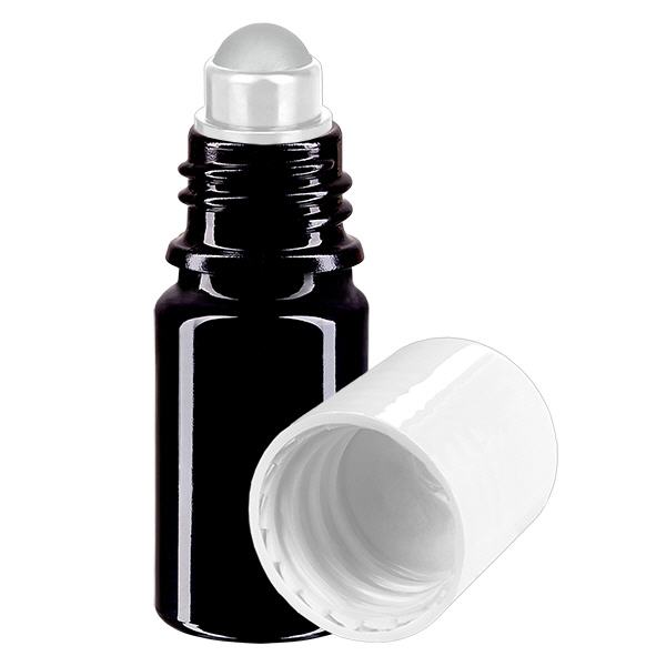 Lékárenská lahvička fialová 5ml roll-on uzávěr bílá Lékárenská lahvička fialová 5ml roll-on uzávěr bílá