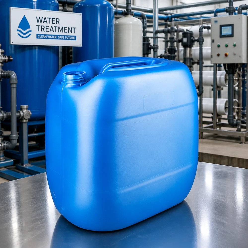 Stapelbarer blauer Industriekanister 30 Liter ohne Deckel mit breiter Öffnung und Griffmulde