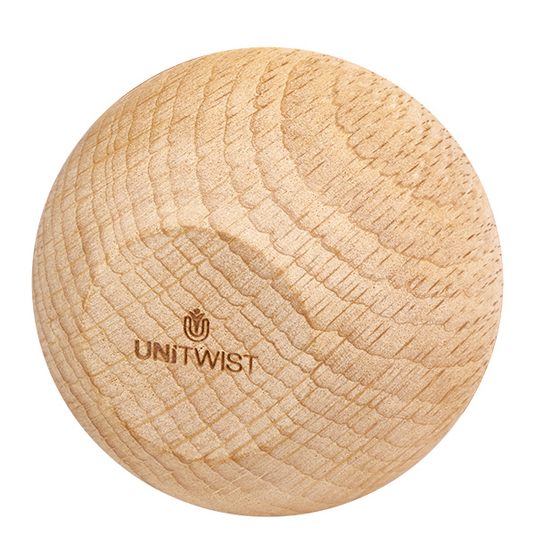 UNiTWIST dřevěná koule (buk) pro WECK RR60 UNiTWIST Holzkugel aus Buche Nahaufnahme Maserung und Logo WECK RR60 Deckelknopf Ersatzteil