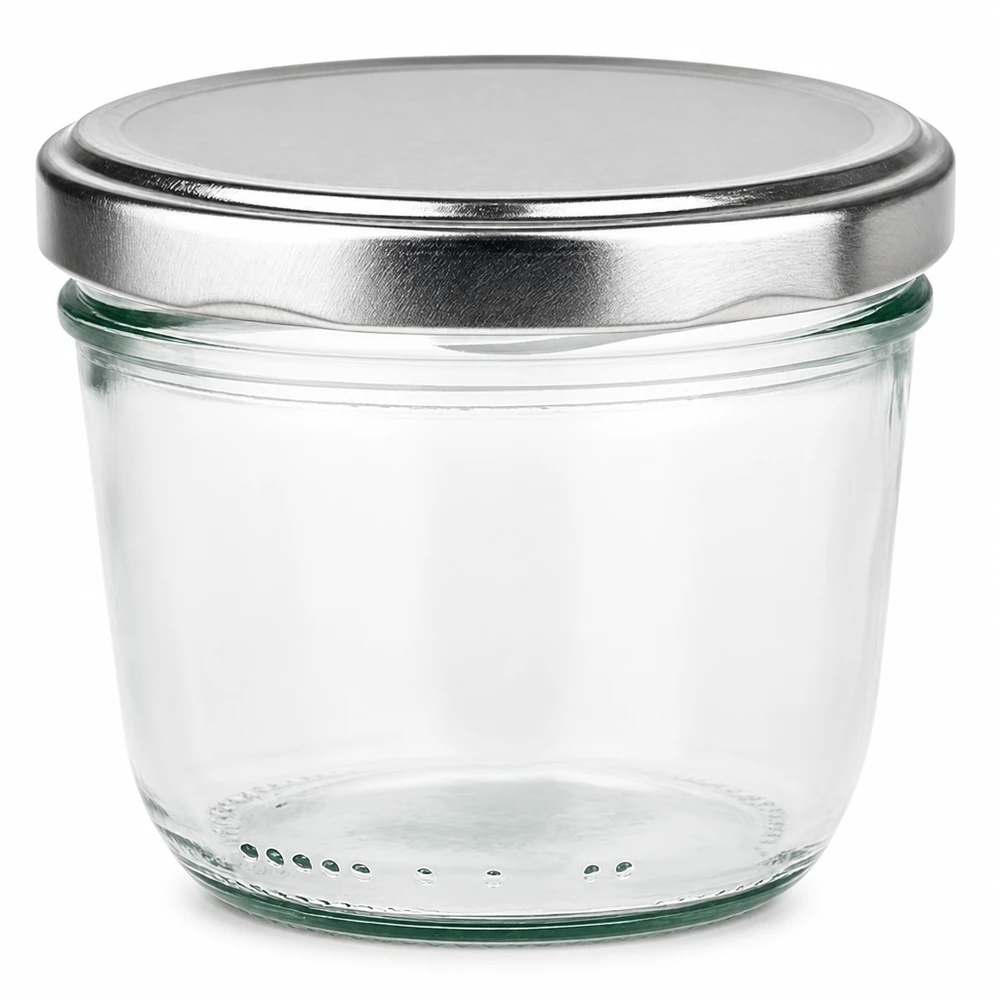 230ml tumblery s víčkem BasicSeal stříbrné UNiTWIST. 230ml Sturzglas mit silbernem BasicSeal Deckel leer transparent Einmachglas Marmeladenglas