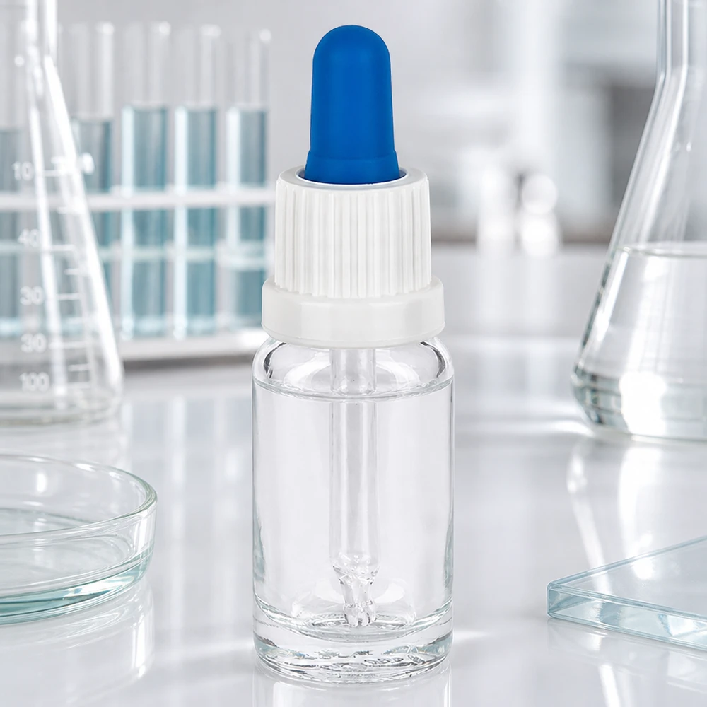 10ml Pipettenflasche ClearL mit weißem Schraubtüllenaufsatz für pharmazeutische Anwendungen im Labor
