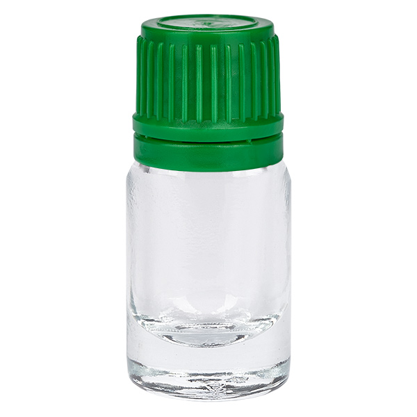 5ml láhev 11mm šroubovací uzávěr zelený tamper-evidentní uzávěr ClearLine UT18/5 5ml láhev 11mm šroubovací uzávěr zelený tamper-evidentní uzávěr ClearLine UT18/5