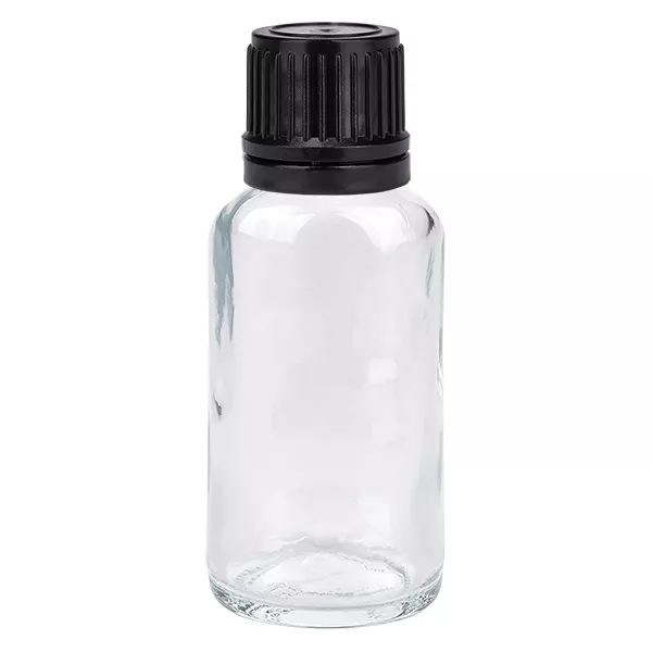 30ml lahvička 11mm šroubovací uzávěr černý tamper-evidentní uzávěr ClearLine UT18/30 30ml lahvička 11mm šroubovací uzávěr černý tamper-evidentní uzávěr ClearLine UT18/30