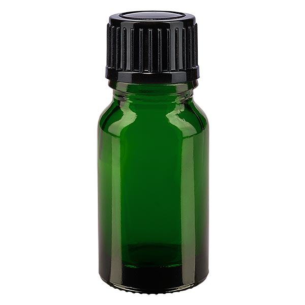 Lahvička na léky zelená 10ml šroubovací uzávěr černá standardní Lahvička na léky zelená 10ml šroubovací uzávěr černá standardní