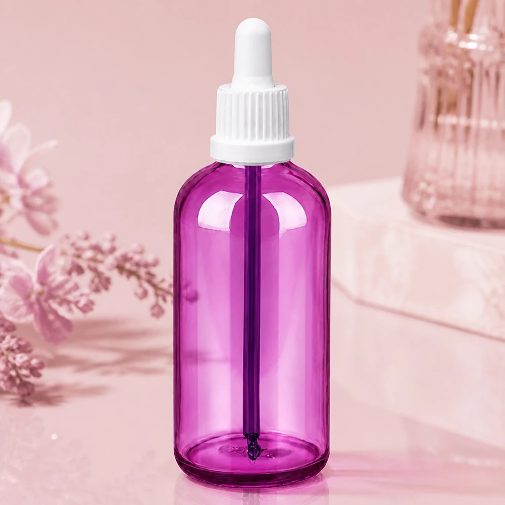 100ml PurpleLine Tropfflasche mit weißer Pipette ideal für DIY Kosmetik und Aromatherapie