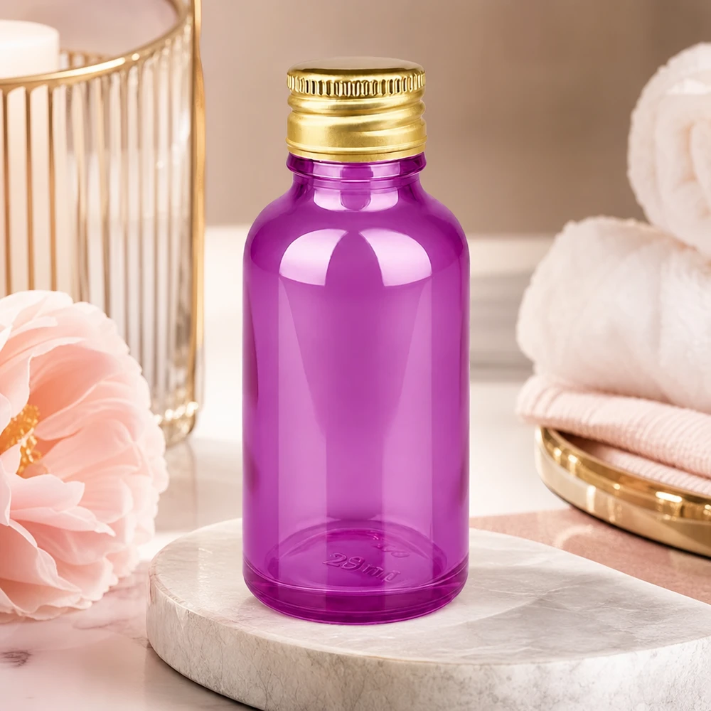 30ml Glasflasche in trendigem Violett mit SV-Verschluss ideal für kleine Chargen und Produkttests
