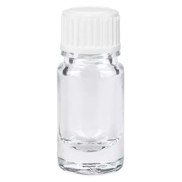 Lékárenská lahvička čirá 5ml se šroubovacím uzávěrem bílá standardní Lékárenská lahvička čirá 5ml se šroubovacím uzávěrem bílá standardní