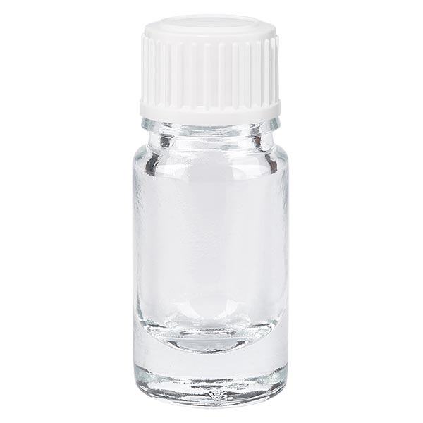 Lékárenská lahvička čirá 5ml se šroubovacím uzávěrem bílá standardní Lékárenská lahvička čirá 5ml se šroubovacím uzávěrem bílá standardní