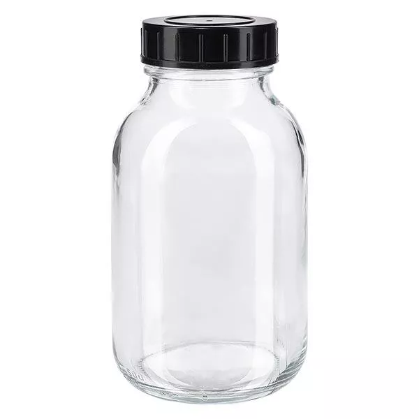 500ml láhev se širokým hrdlem z čirého skla se šroubovacím uzávěrem