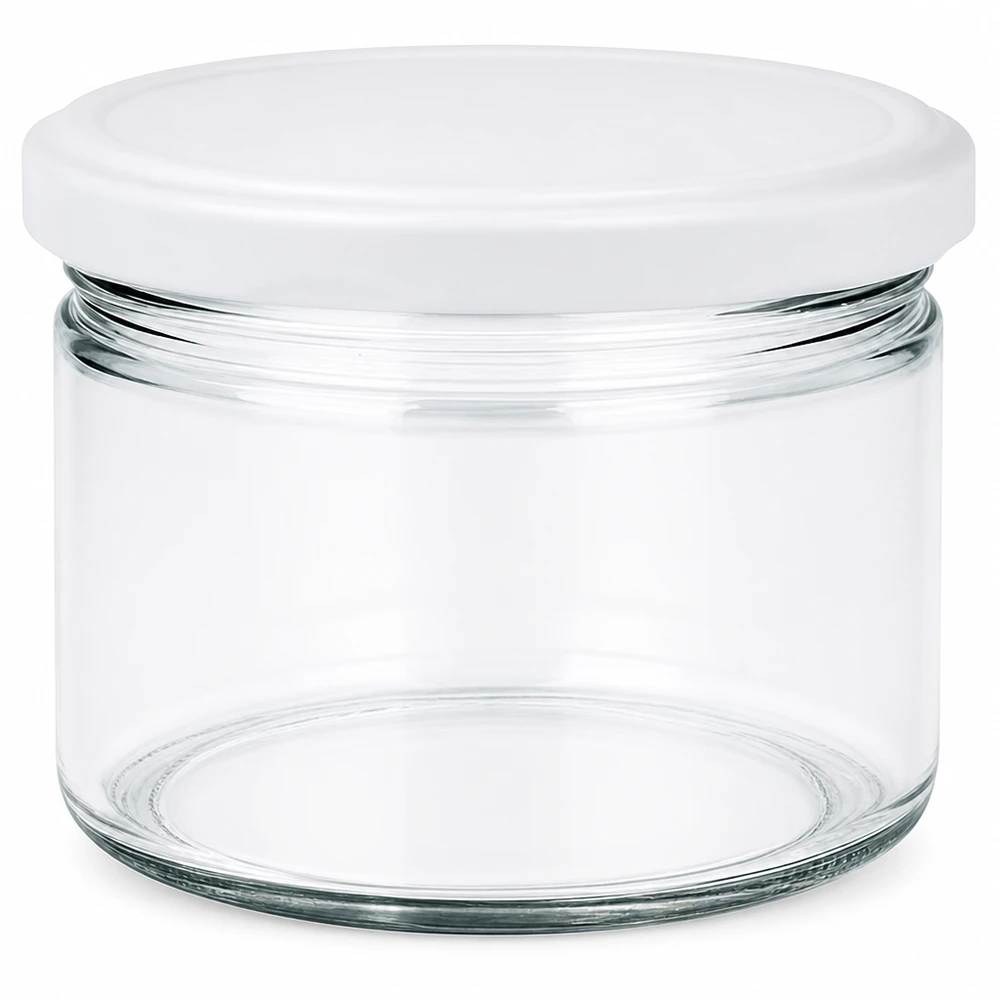540ml Rundglas mit weißem BasicSeal Deckel UNiTWIST - leeres Vorratsglas aus klarem Glas für Küche und Haushalt