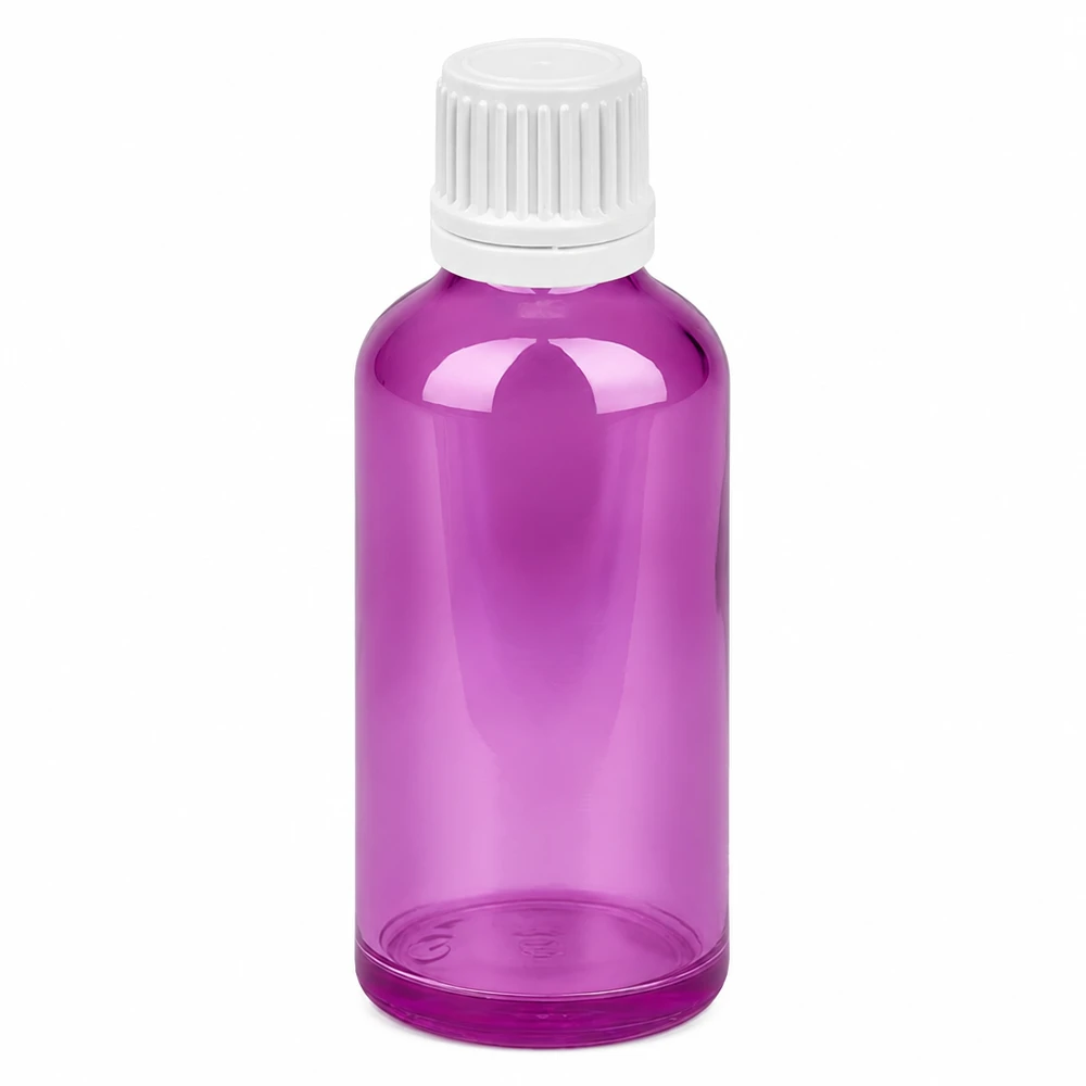 50ml láhev s 11mm šroubovacím uzávěrem bílá Originality šroubovací uzávěr PurpleLine UT18/50 50ml Schraubflasche in elegantem Purple Line Design für Kosmetik und Pflegeprodukte