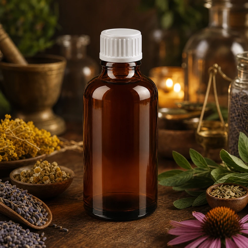 50ml lahvička s kapátkem 0,9 mm bílá standardní uzávěr BrownLine UT18/50 Standard Tropfflasche 50ml UT18 Gewinde mit weißem Tropfverschluss für pharmazeutische Anwendungen
