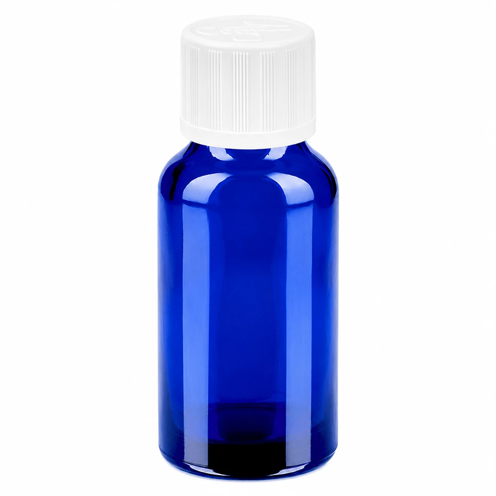 Zylindrische blaue Glasflasche 20ml mit 11mm Gewinde perfekt für kleine Flüssigkeitsmengen