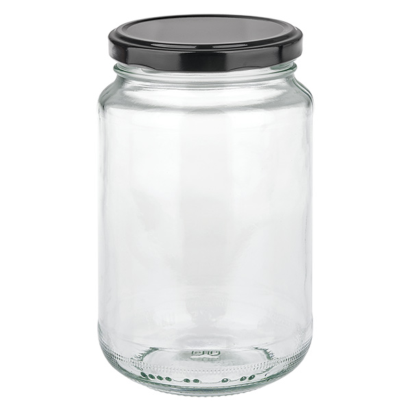 375ml kulat&#225; sklenice s v&#237;&#269;kem BasicSeal &#269;ern&#225; UNiTWIST