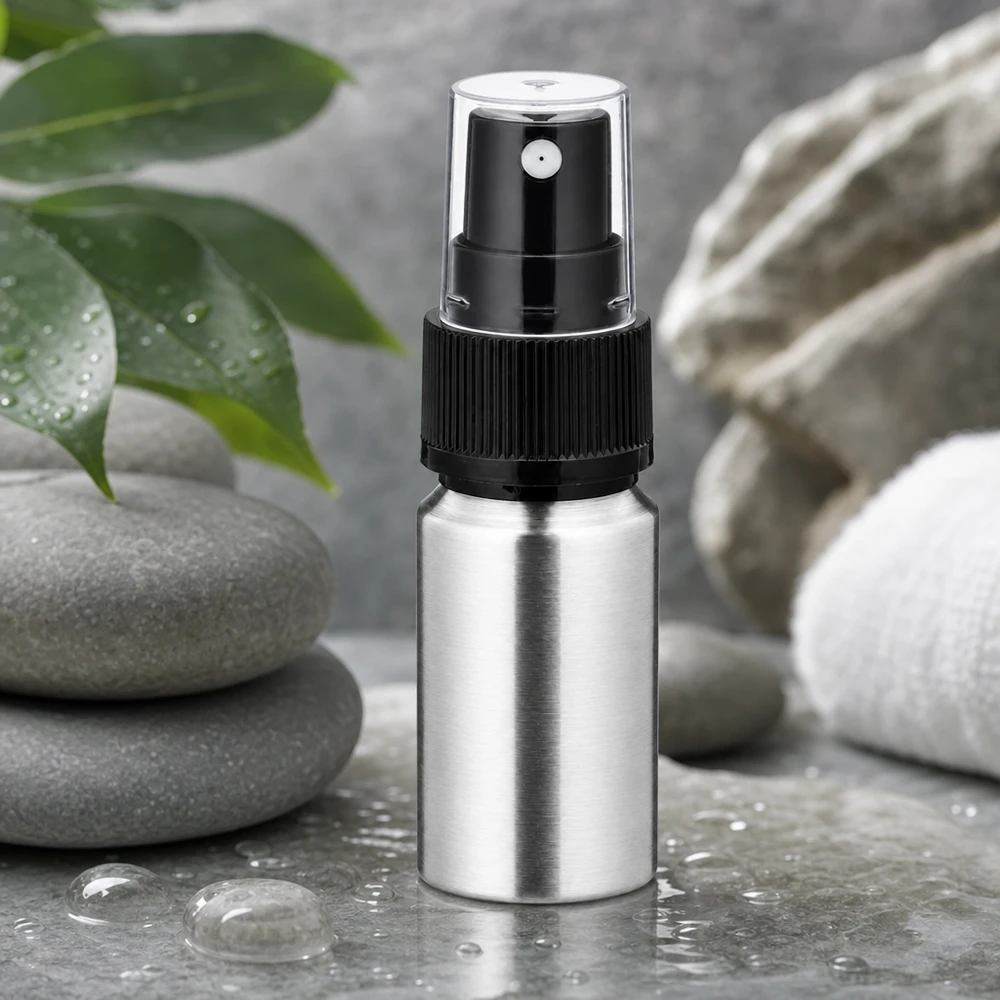 Professionelle 10ml Aluflasche mit Sprühpumpe - präzise Dosierung für Aromatherapie und Wellness