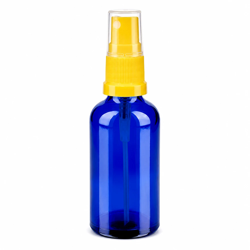 Elegante 50ml Pumpflasche in Königsblau mit transparentem Sprühkopf für Naturkosmetik
