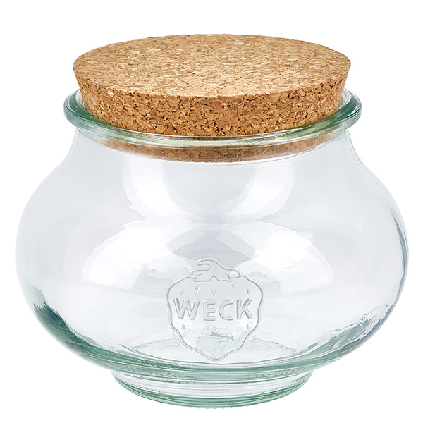 560ml šperkovnice WECK RR80 s korkem natural WECK Schmuckglas 560ml RR80 mit Naturkorken Deckel Vorratsglas Einmachglas Glasbehälter mit Korkdeckel
