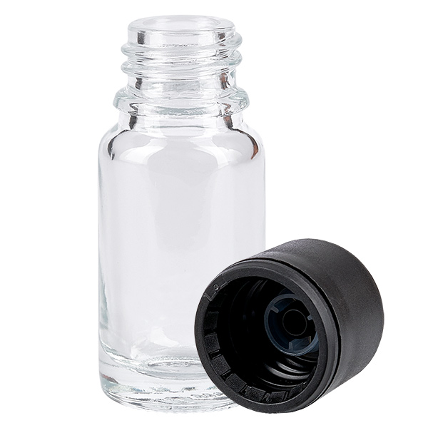 10ml lahvička 6mm šroubovací uzávěr černá Standard ClearLine UT18/10 10ml lahvička 6mm šroubovací uzávěr černá Standard ClearLine UT18/10