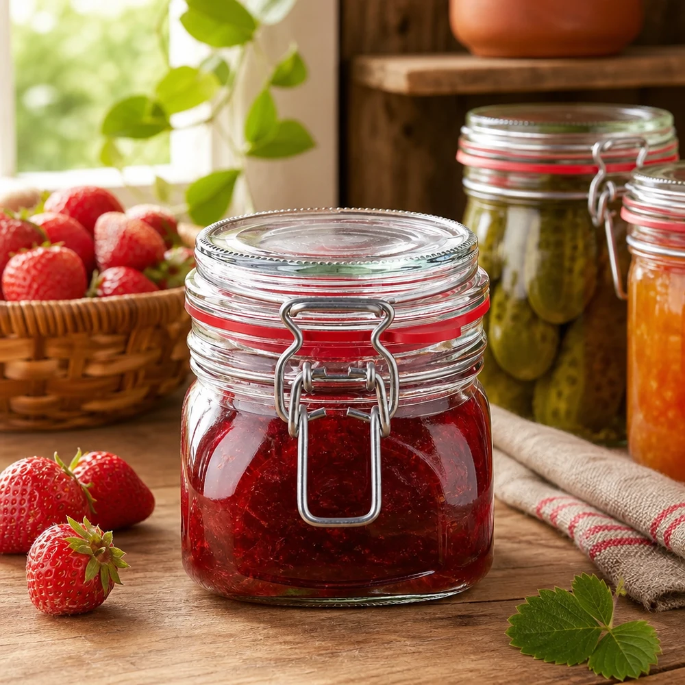 Robustes 370ml Glas mit Hebelverschluss für langfristige Lebensmittel-Lagerung