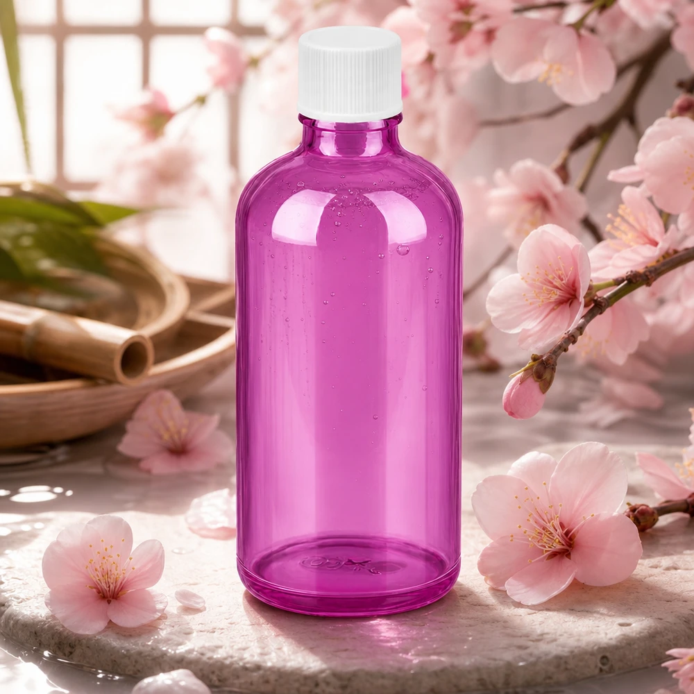 100ml lahvička 11mm se šroubovacím uzávěrem bílá standardní PurpleLine UT18/100 Stilvolle 100ml Glasflasche PurpleLine Serie mit weißem Deckel für exklusive Hautpflegeprodukte