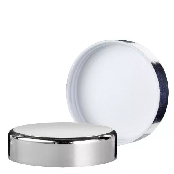 Stříbrné šroubovací víčko z duroplastu, závit 52 mm ApoGlas®. Stříbrné šroubovací víčko z duroplastu, závit 52 mm ApoGlas®.