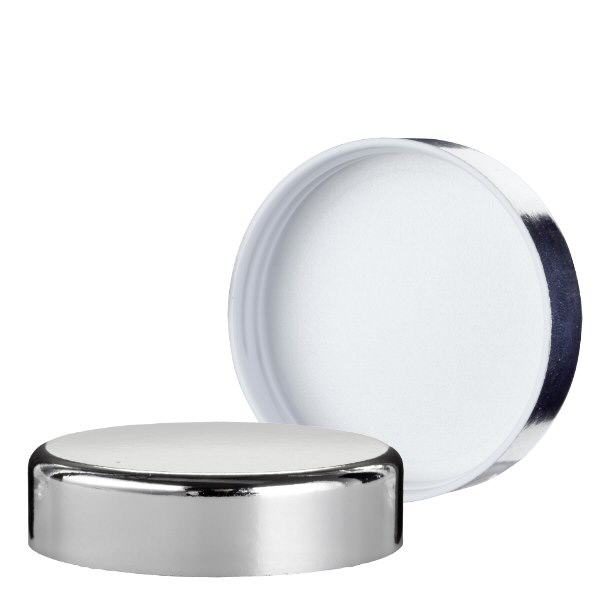 Stříbrné šroubovací víčko z duroplastu, závit 52 mm ApoGlas®. Stříbrné šroubovací víčko z duroplastu, závit 52 mm ApoGlas®.