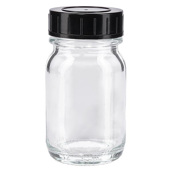 30ml l&#225;hev s &#353;irok&#253;m hrdlem z &#269;ir&#233;ho skla se &#353;roubovac&#237;m uz&#225;v&#283;rem