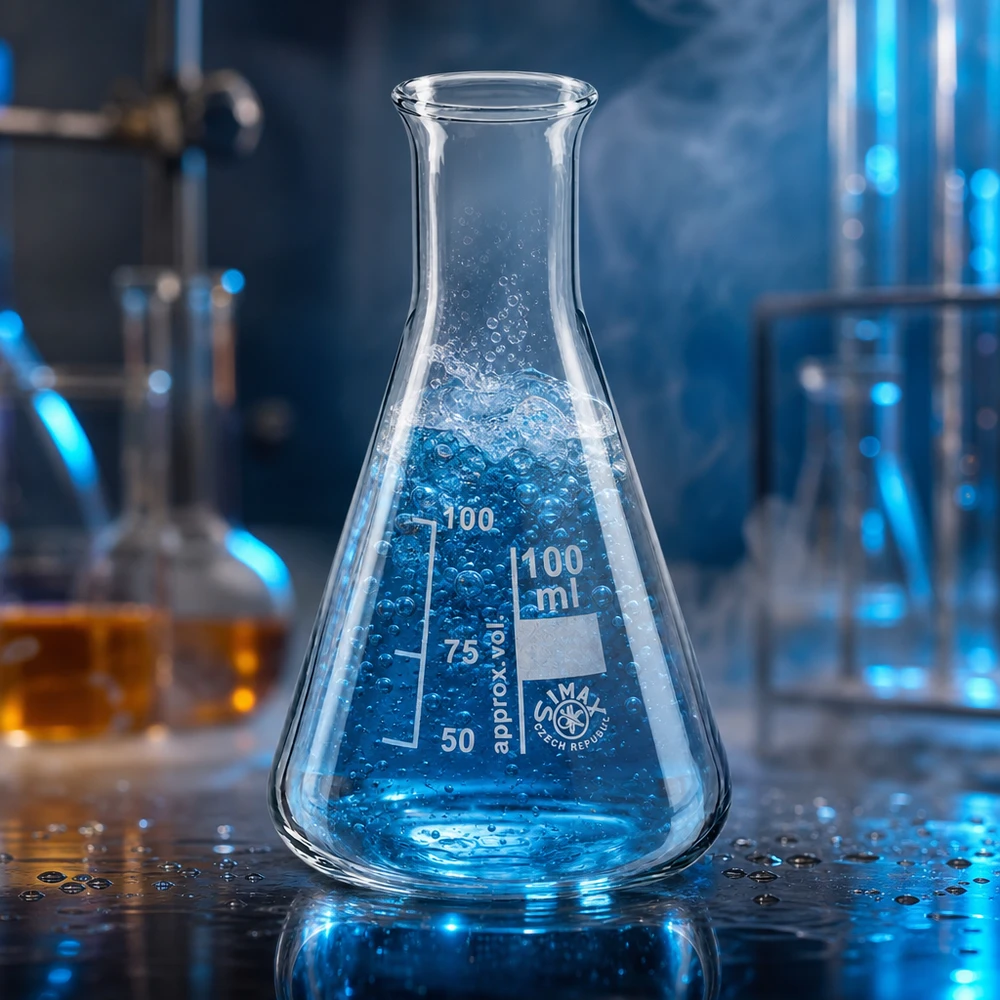 Erlenmeyerova baňka 100 ml s úzkým hrdlem Kompakter 100ml Erlenmeyerkolben mit Enghals ideal für Schullabore und Ausbildungszwecke