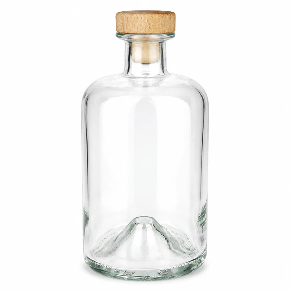 500ml Apothekenflasche "Classic" mit Holzgriffkorken UNiTWIST® 500ml Glasflasche Sofia mit Holzgriff-Korken UNiTWIST transparent leer Produktfoto vor weißem Hintergrund