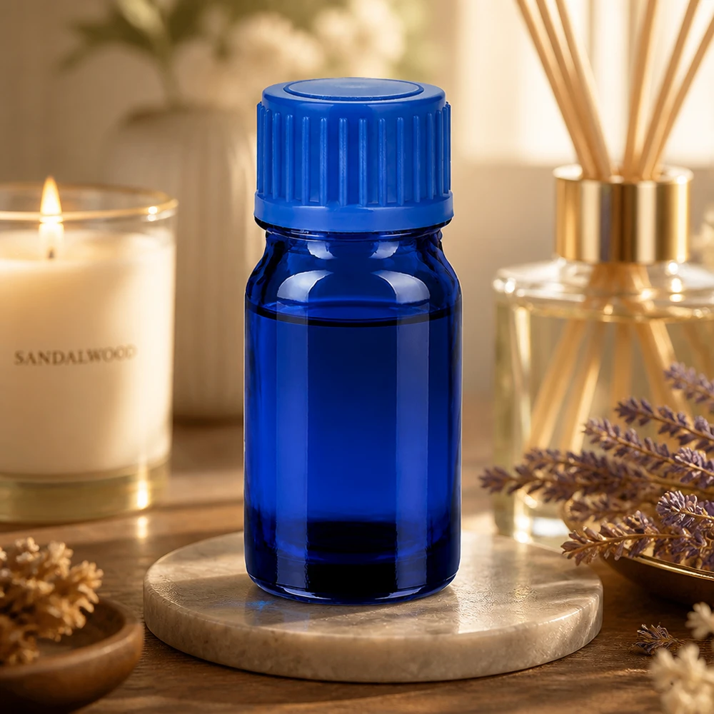 5ml láhev 11mm šroubovací uzávěr modrý Standard BlueLine UT18/5 Vielseitige 5ml blaue Glasflasche perfekt für Reisen und unterwegs Aromatherapie