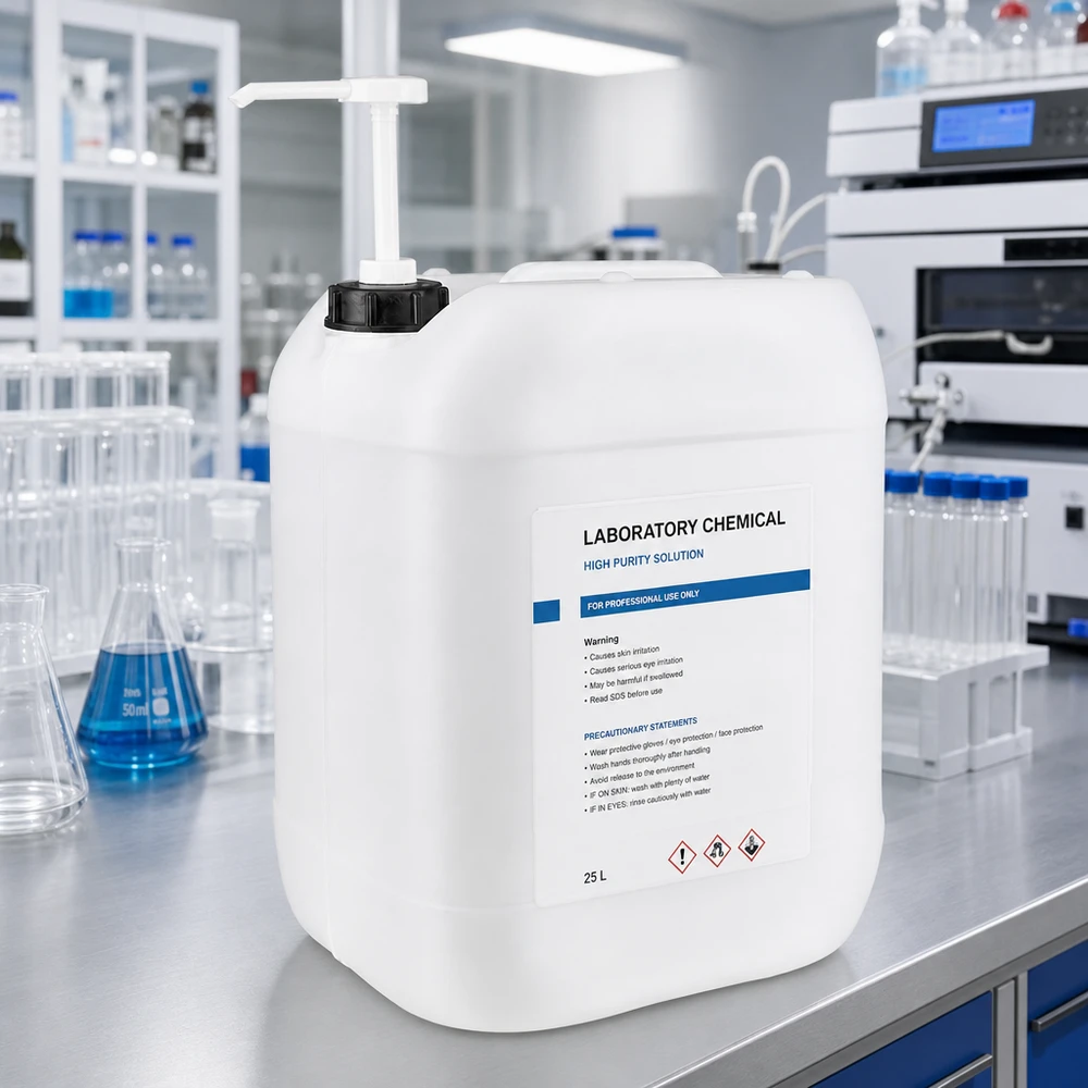 Kanystr o objemu 20 litrů s dávkovacím čerpadlem Kanister 20 Liter mit ergonomischer Dosierpumpe zur präzisen Entnahme von Laborlösungen