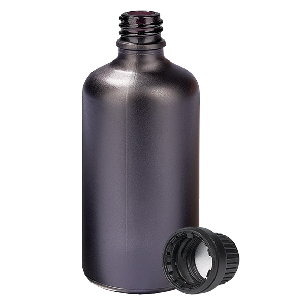 100ml láhev 11mm šroubovací uzávěr černý uzávěr s ochranou proti manipulaci BlackLine UT18/100 100ml láhev 11mm šroubovací uzávěr černý uzávěr s ochranou proti manipulaci BlackLine UT18/100