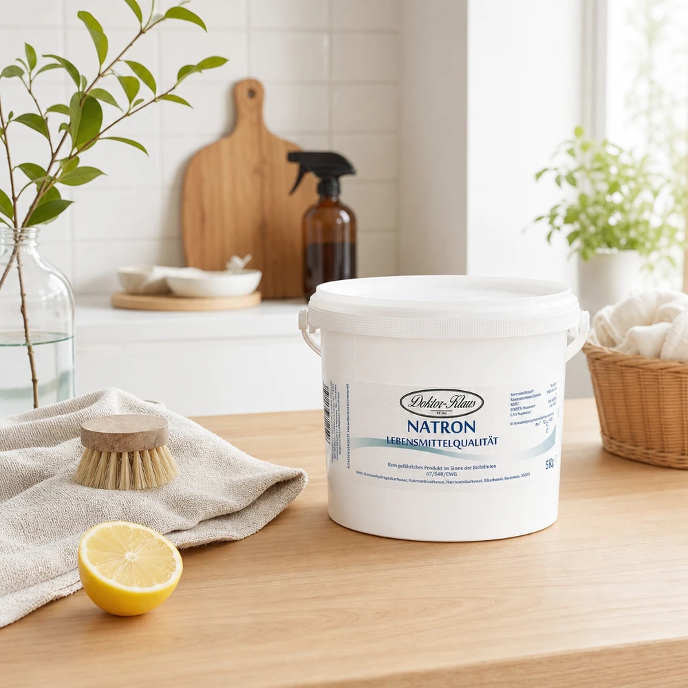 Hydrogenuhličitan sodný 5kg Doktor-Klaus Hochwertiges Natron 5kg von Doktor Klaus in skandinavischer Küche mit natürlichen Materialien